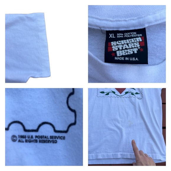 1988 USPS USA 25 Cent Lovebirds Stamp T Shirt Single Stitch / Men’s Large * - Picture 4 of 4